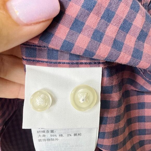 NEW NWT Abercrombie & Fitch Stretch Gingham Pink Blue Button Down Shirt Large - Picture 9 of 9